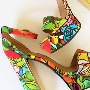 Bamboo Mutlicolored Platform Sandals Size 8